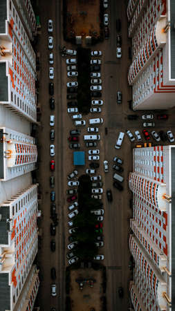 Top view of residential buildings in sleeping quartersの写真素材