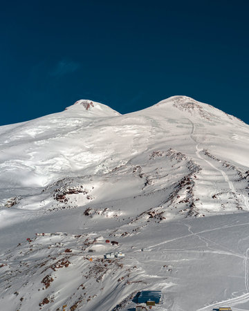 Elbrus summit, Mountain landscape in the Caucasus regionの写真素材