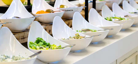 Salad bar with vegetables in restaurant. Healthy food conceptの写真素材