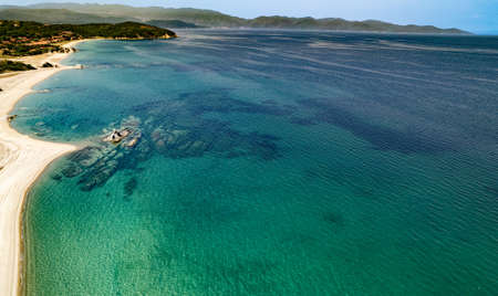 panoramic view of the mediterranean coastline in azureの写真素材