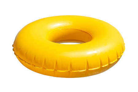 Yellow Inflatable ring isolated on white backgroundの写真素材