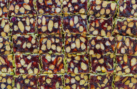 Slice of oriental marmalade turkish sweets close upの写真素材