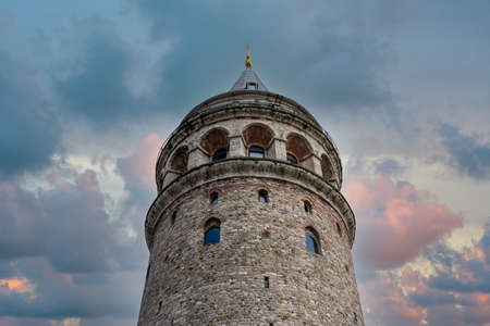 Galata Tower in Istanbul Turkey, famous turist destination in Istanbulの写真素材