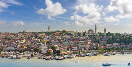 Isanbul old town district with Golden Horn bay in Turkeyの写真素材