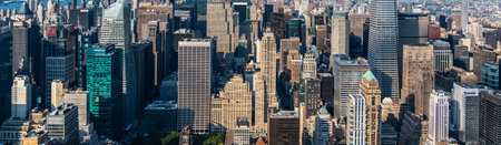 New York City, United States - September 18, 2022. Panoramic aerial view of buildings in Midtown Manhattan Islandのeditorial素材