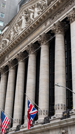 New York, USA - September 19, 2022: Facade of the New York Stock Exchange on Wall Streetのeditorial素材