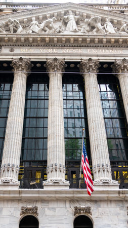 New York, USA - September 19, 2022: Facade of the New York Stock Exchange on Wall Streetのeditorial素材