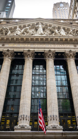 New York, USA - September 19, 2022: Facade of the New York Stock Exchange on Wall Streetのeditorial素材