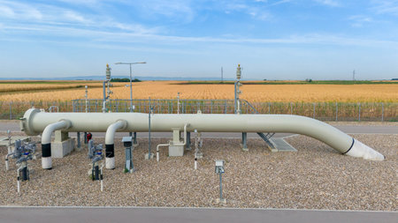 Receiving chamber of the cleaning device, scraper, for the main gas pipelineの写真素材