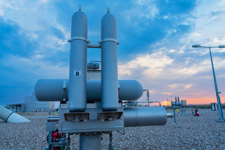 Containers with hydraulic oil for a gas pipeline valve