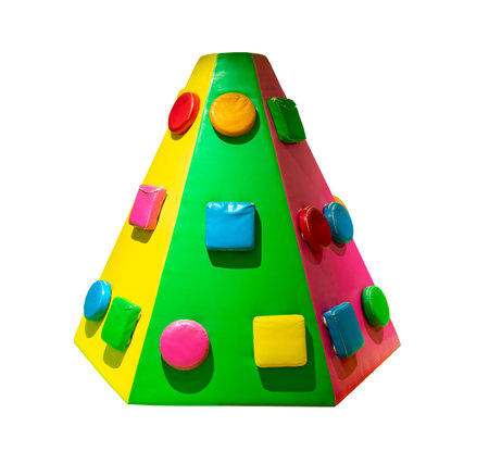 Slide or climbing pyramid for children isolated on white background.の写真素材
