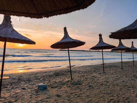 Early morning on a beach at the Black Seaの写真素材