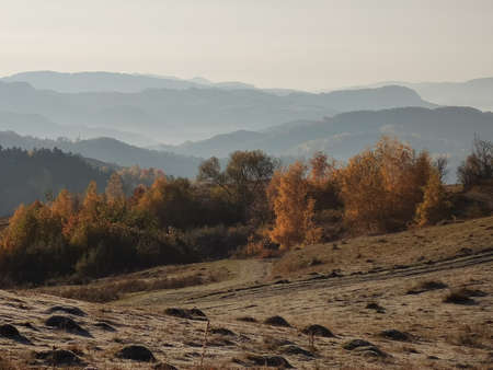 Autumn landscape in the mountains. The nature of the Caucasus.の写真素材
