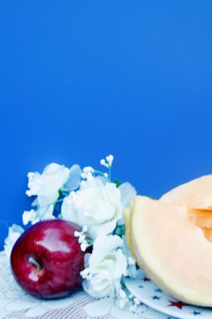 Cantalope and appleの写真素材