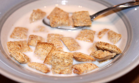 Bowl of wheat cereal and milk