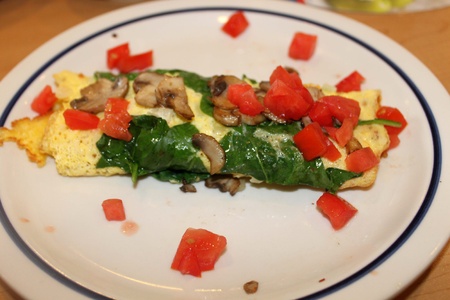 Breakfast of healthy egg and vegetable omeletの写真素材