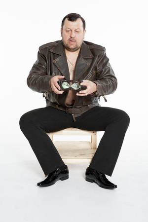 biker relaxes                      の写真素材