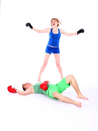 lovers are boxing, play, joy happinessの写真素材