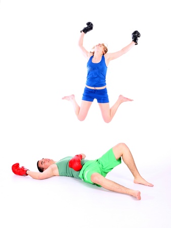 lovers are boxing, play, joy happinessの写真素材