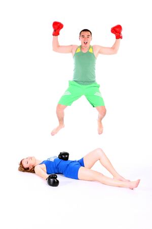lovers are boxing, play, joy happinessの写真素材