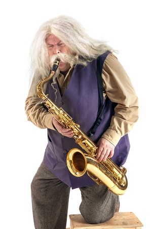 Old hippies saxophonist drayfの写真素材