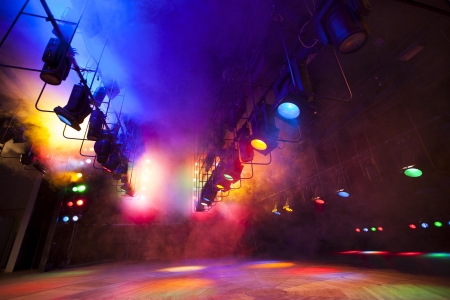 Stage lights on a console, smokeの写真素材