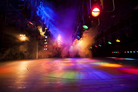 Stage lights on a console, smokeの写真素材