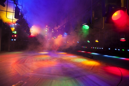 Stage lights on a console, smokeの写真素材