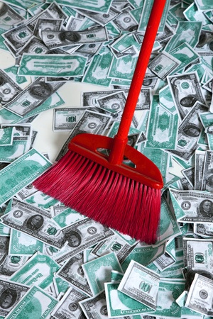 red broom in the moneyの写真素材