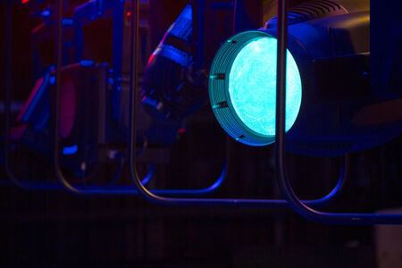 stage colored lights on a consoleの写真素材