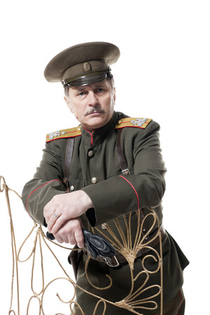 russian officer isolated on whiteの写真素材