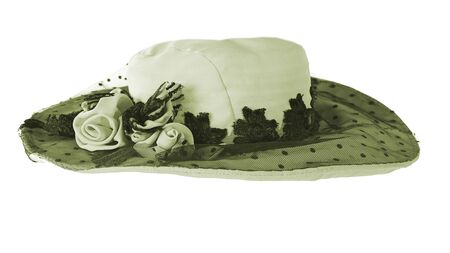 stylish fashion elegant summer hat isolated on white backgroundの写真素材