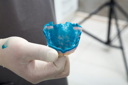 New medical denture smile white white teethの写真素材