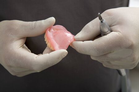 New medical denture smile white white teethの写真素材