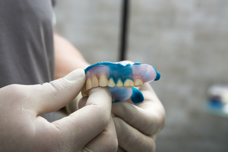 New medical denture smile white white teethの写真素材