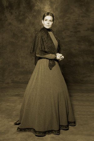 Retro portrait of a Russian merchant young woman of the 19th century