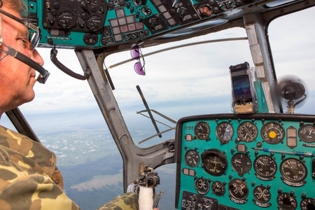 Russia, the Republic of Buryatia, the village of Kiren, flight by helicopter MI 2 - July 01,...