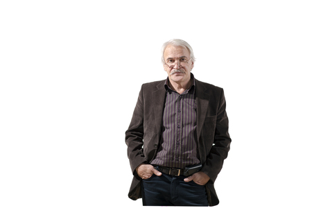 Portrait of a charismatic elderly businessman on white backgroundの写真素材