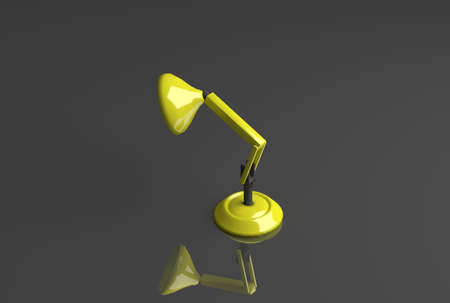 This is an illustration of a modern lamp with a grey reflective backgroundの写真素材