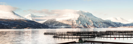 Fish farms in north Norway 3 1 Ratioの写真素材