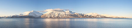 Hi-res panorama of Norwegian fjords into the sea  1 4 7 Ratioの写真素材