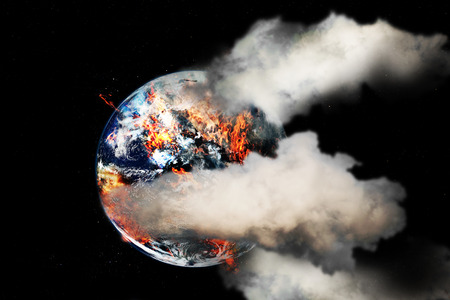 Burning globe earthの写真素材