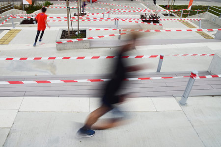 Marathon running race people competing in fitness and healthy active lifestyle