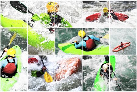 Whitewater kayak collageの写真素材