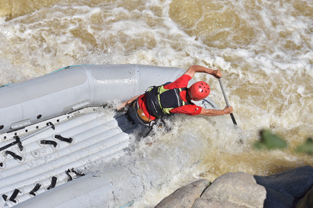 Rafting splashing the waves, rafting extreme and fun sportの写真素材