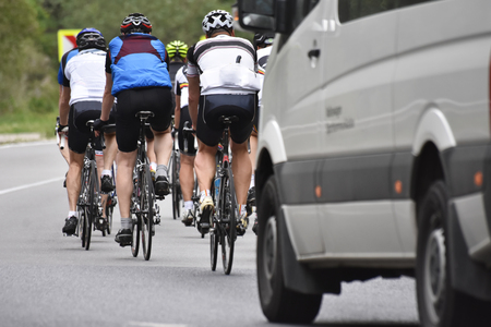 Cycling race, sportsman cycling on the roadの写真素材