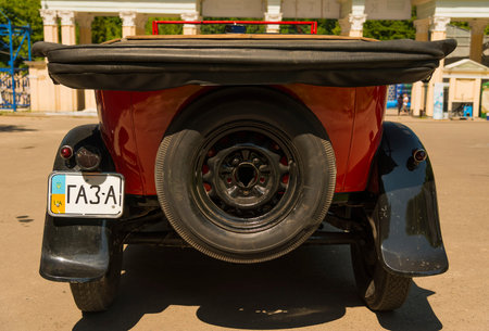 Lviv, Ukraine - June 12, 2015:Old retro car GAZ-A exhibited for participation in  festival Leopolis grand prix 2015, Ukraine.のeditorial素材