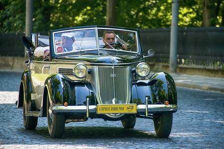 Lviv, Ukraine - June 4, 2017:Old retro car Wanderer W 23 taking participation in race Leopolis grand prix 2017, Ukraine.のeditorial素材