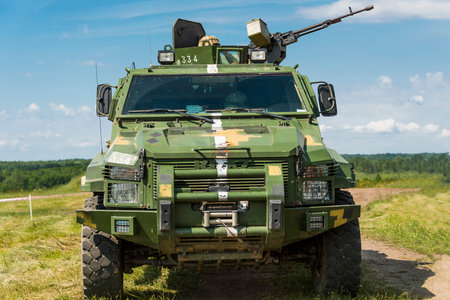 Lviv, Ukraine - July 6, 2016: Ukrainian-American joint military exercises near the Lviv rapid...