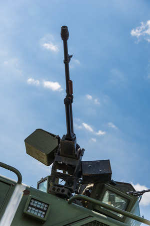 Heavy machine gun mounted on the armored vehicleのeditorial素材